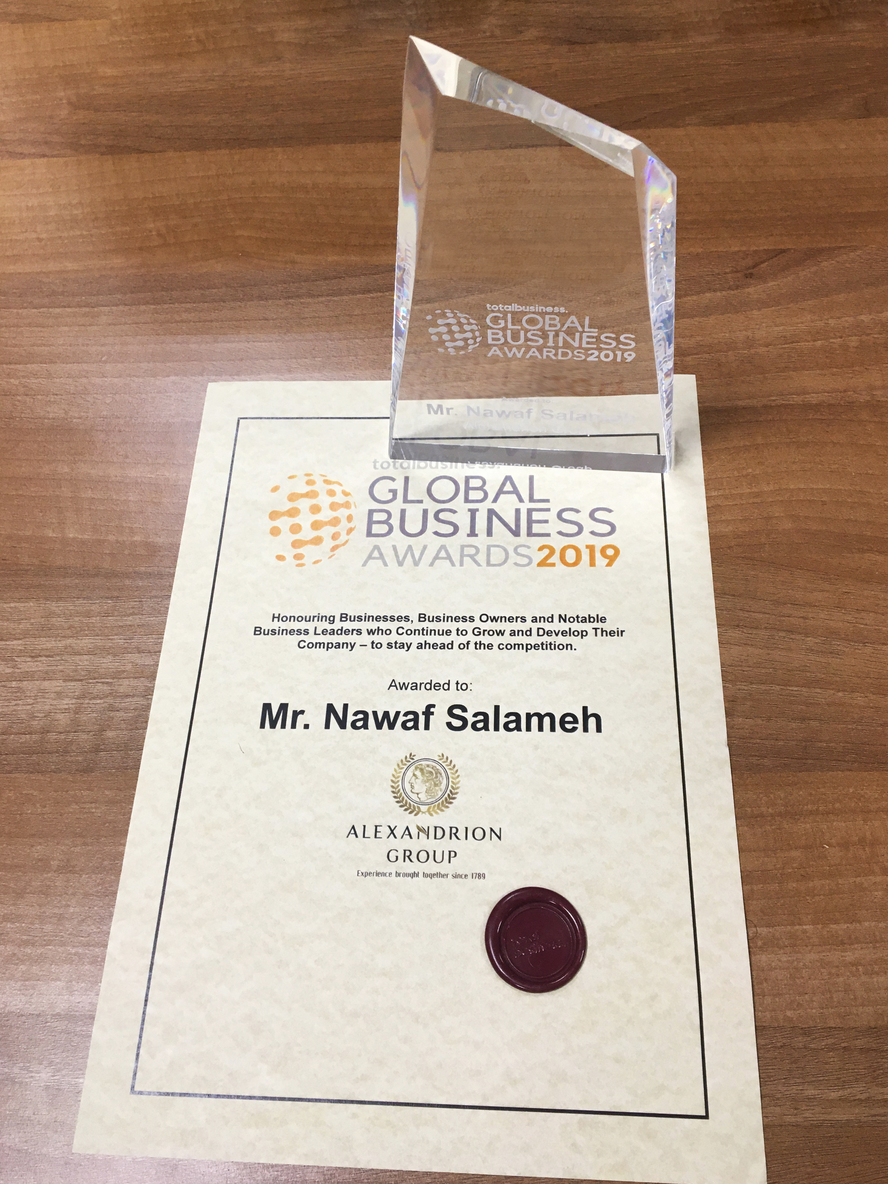 Nawaf Salameh, președintele Alexandrion Group, premiat la Total