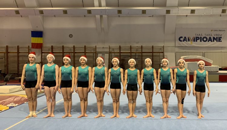 gimnastele aliniate inainte de inceperea antrenamentului